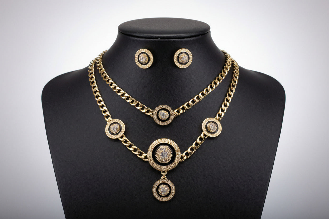 Bentix Brazilian Gold necklace,bracelet, ring and earring set