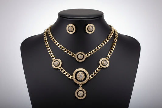 Bentix Brazilian Gold necklace,bracelet, ring and earring set