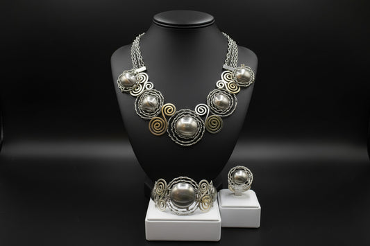 Gold or Silver jewelry set including a bracelet, ring,earrings 
