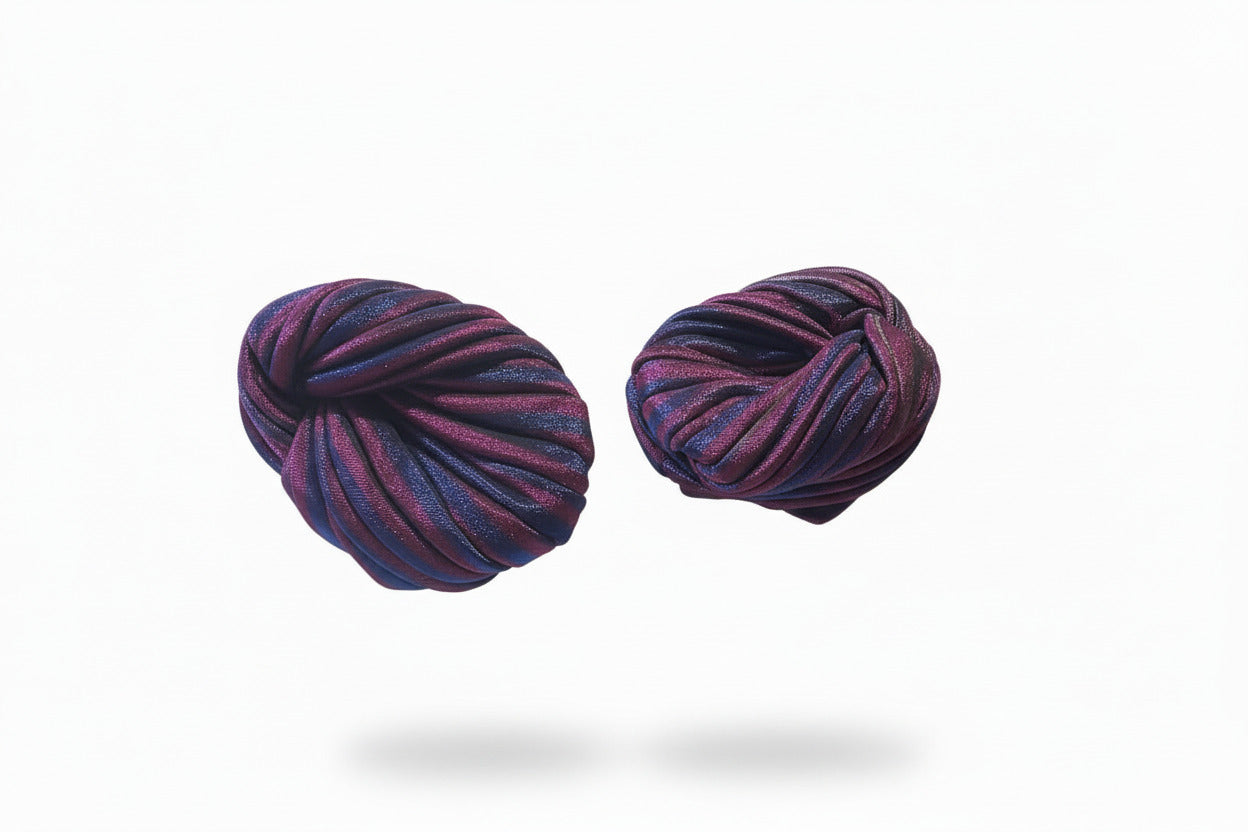 Nigerian Turban Purple and White Stripes