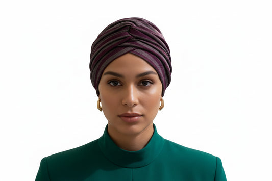 Nigerian Turban Purple and White Stripes
