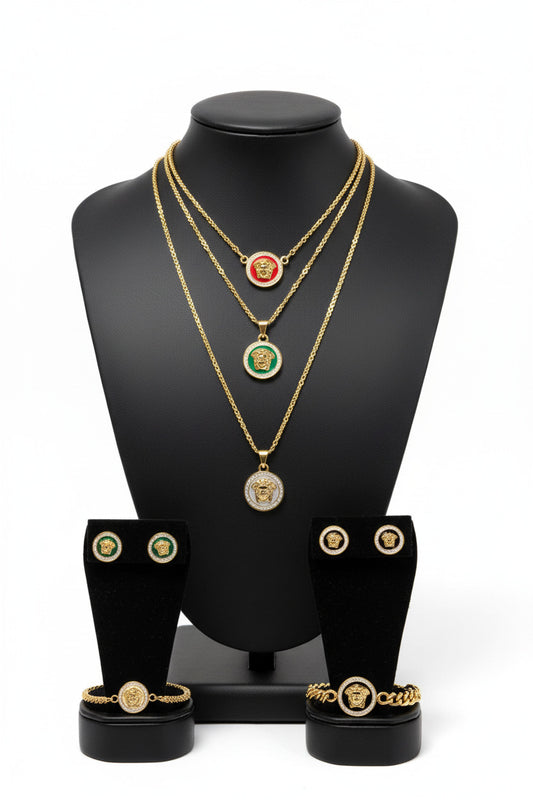 Bentix Brazilian Set of Gold earrings,bracelets and necklaces