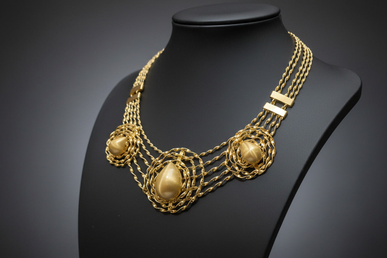 Bentix Brazilian Gold necklace,bangle,earrings and ring with Spherical elements set